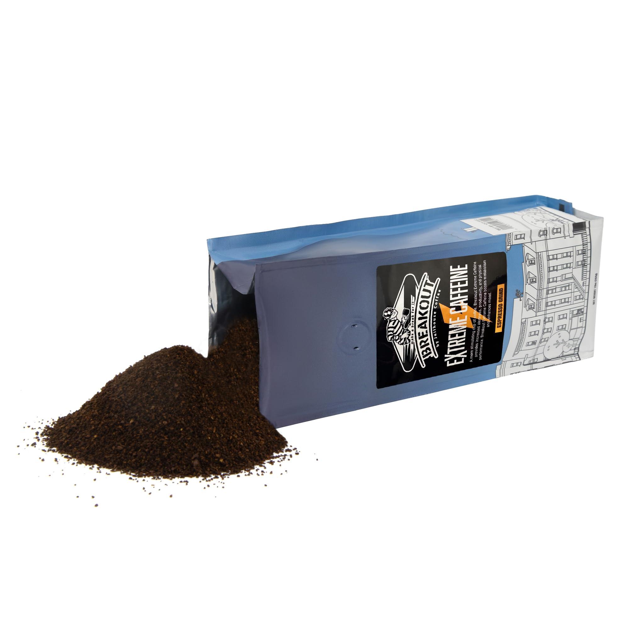 JAILHOUSE COFFEE MAKE A BREAK FOR IT Jailhouse Breakout Extreme Caffeine Ground Coffee| Espresso Grind | 10 oz