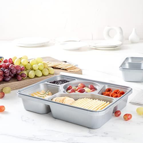 Restaurantware Restaurantware Futura 63 Ounce Meal Prep Containers With Lids, 100 Tamper-Evident To Go Containers - Microwavable, Disposable, Silver Plastic Food Containers With Lids, For Take Out or Lunches