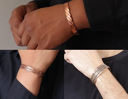 Coppervast Set of 5 Copper Bracelets for Women & Men | Powerful Magnets Effective and Natural Relief