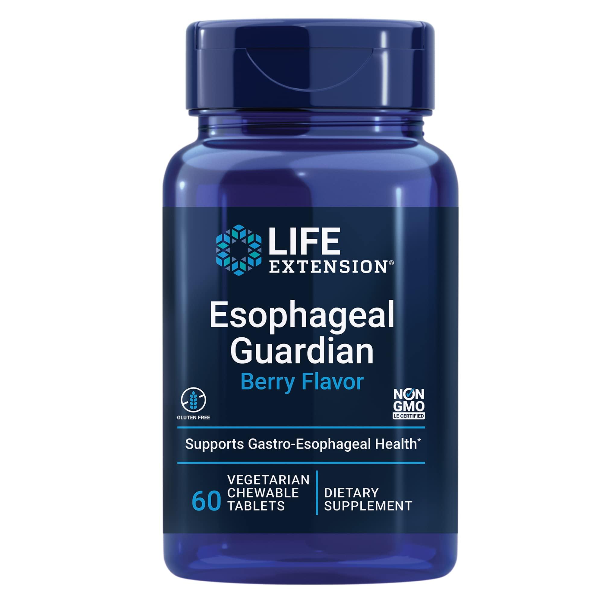 Life Extension Life Extension Esophageal Guardian, alginic Acid, Potassium Bicarbonate, get Long-Lasting Relief from gastric Distress, Vegetarian, Non-GMO, Gluten-Free, 60 Vegetarian chewable Tablets