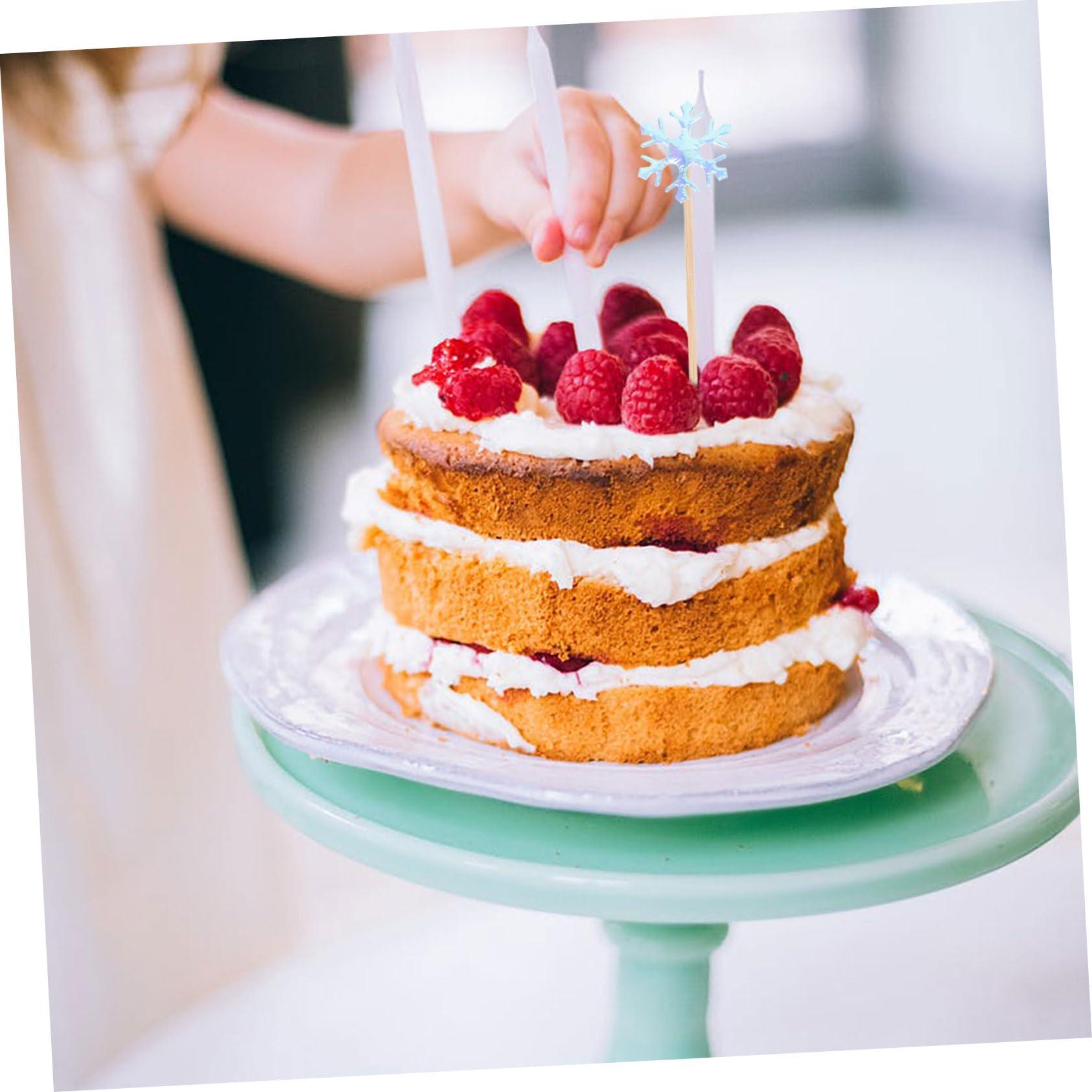 Totority Totority 100 Pcs Cake Insert Holiday Cake Decorations Food Topper Pick Birthday Cupcake Toppers Snowflake Cake Pick Christmas Baking Supplies Winter Merry Christmas Birthday Cake Wood