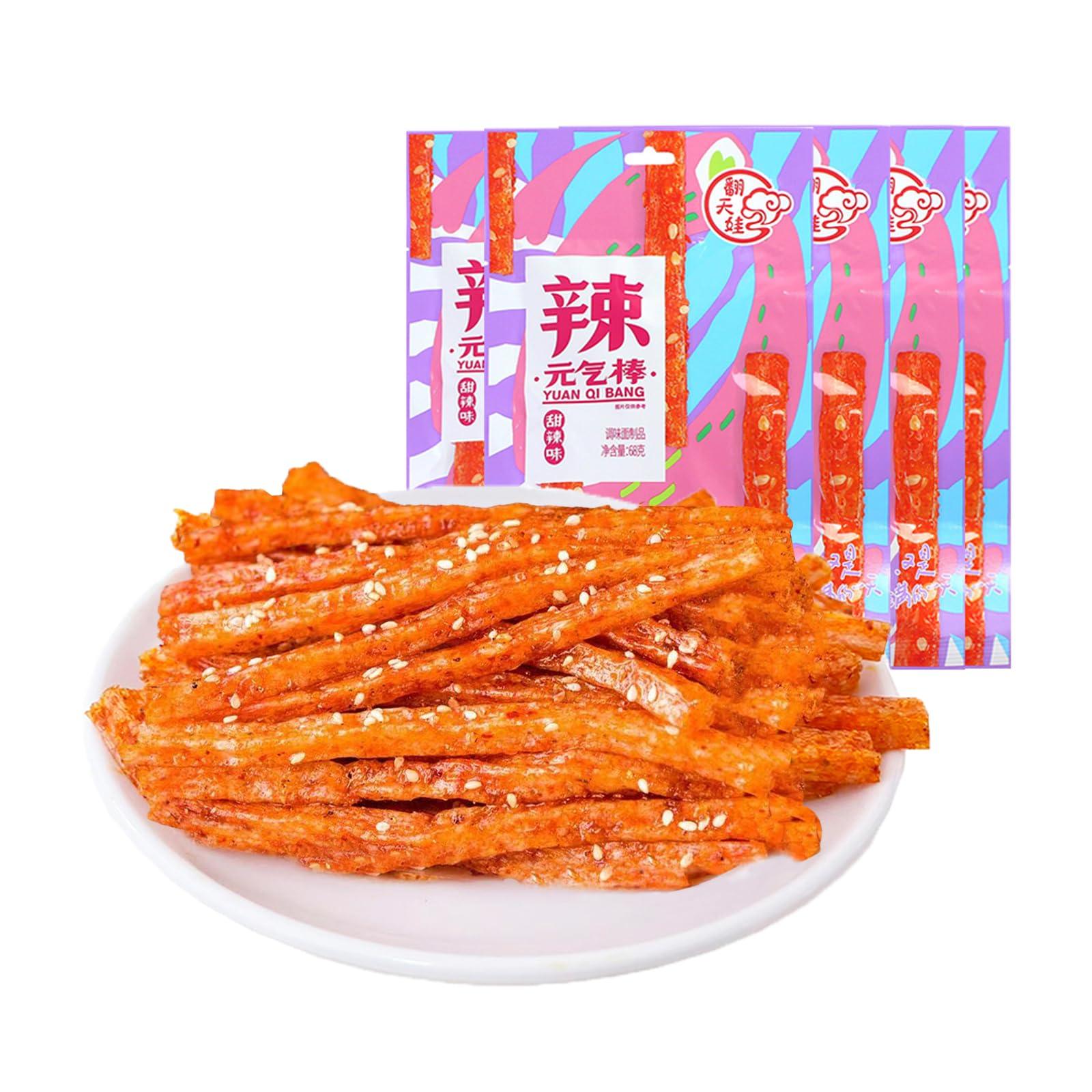 Mkostlich Mkostlich Latiao Spicy Strips, Gluten Latiao Sweet and Spicy, Spicy Chinese Snacks, La tiao Spicy Sticks, Lataio Latio for Office, Casual Snack (2.39oz/Pack, Pack of 5)