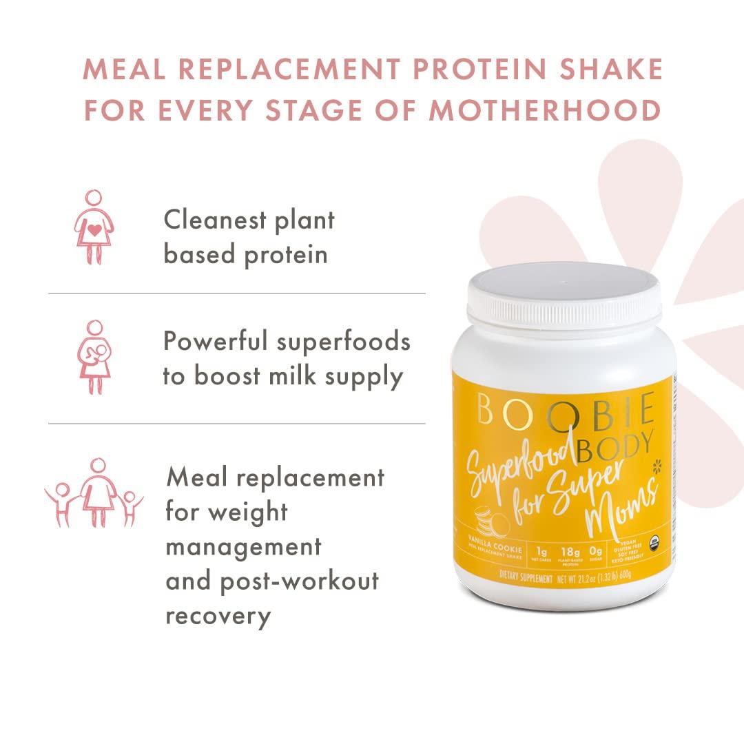 Boobie Brands Boobie Body Superfood Protein Shake with Flavor Boost Bundle - Pregnancy Protein Powder for Lactation Support, Metabolism, and Energy (21oz Vanilla Cookie Protein Tub, 1.32oz Pumpkin Flavor Boost)