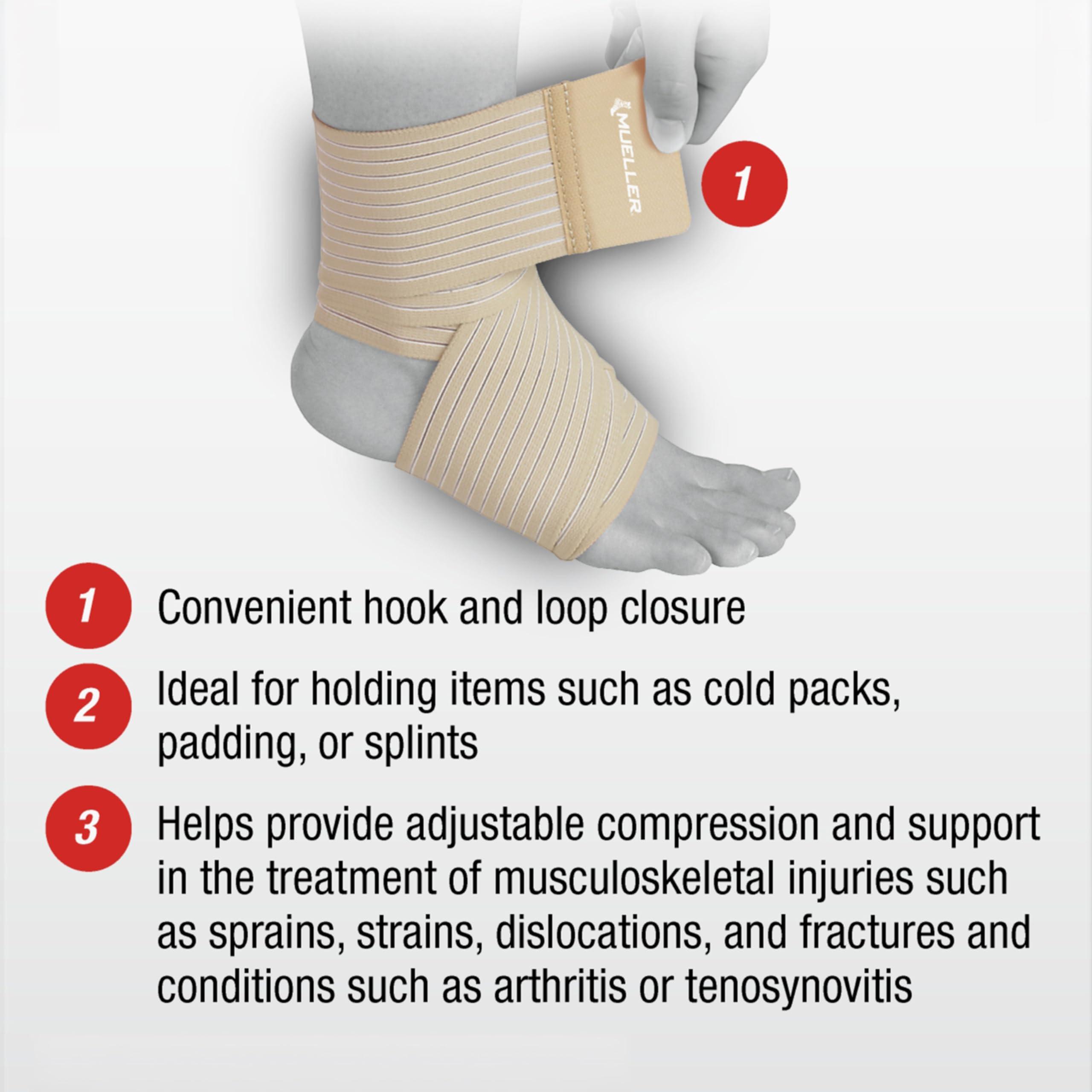 MUELLER MUELLER Sports Medicine All-Purpose Support Wrap for Men and Women, Adjustable Compression for Joint and Muscle Support, Beige, Regular (Pack of 1)