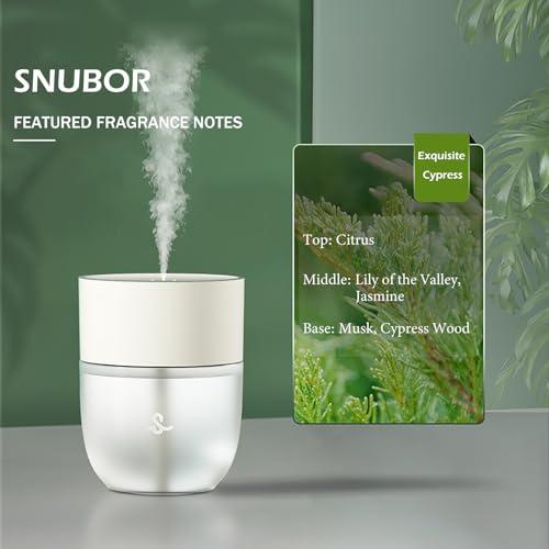 Snubor Generic Waterless Diffuser Mini Portable Scent Dispenser, Cordless Diffusers, Smart Aromatherapy Nebulizing Diffuser, 3 Spray Modes for Home Office Car (Exquisite Cypress, White1 Table-Mounted)