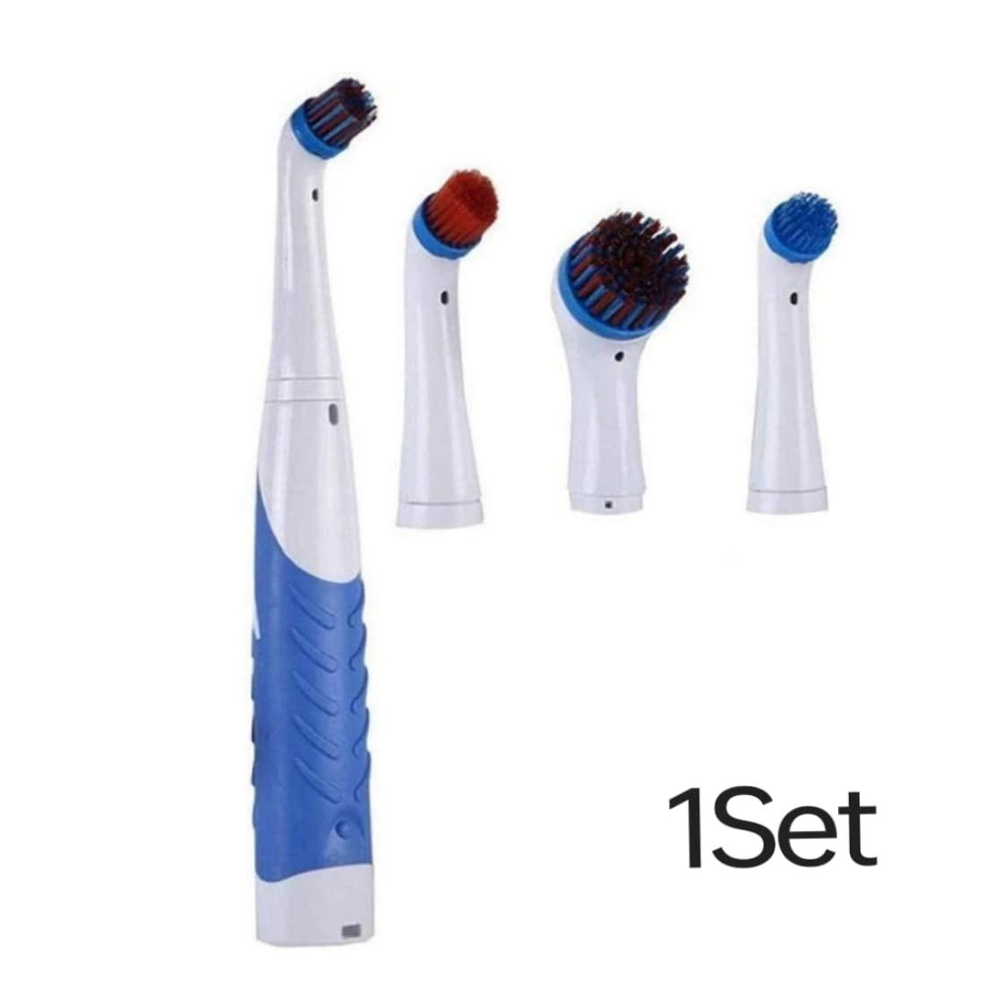 Gcroet Reveal Power Scrubber Sonic Electric Cleaning Brush with 4 Brush Heads for Tub Kitchen Blue Electric Cleaning Brush,Reveal Power Scrubber,Cleaning Power Scrubber Kit,Reveal Power Scrubber