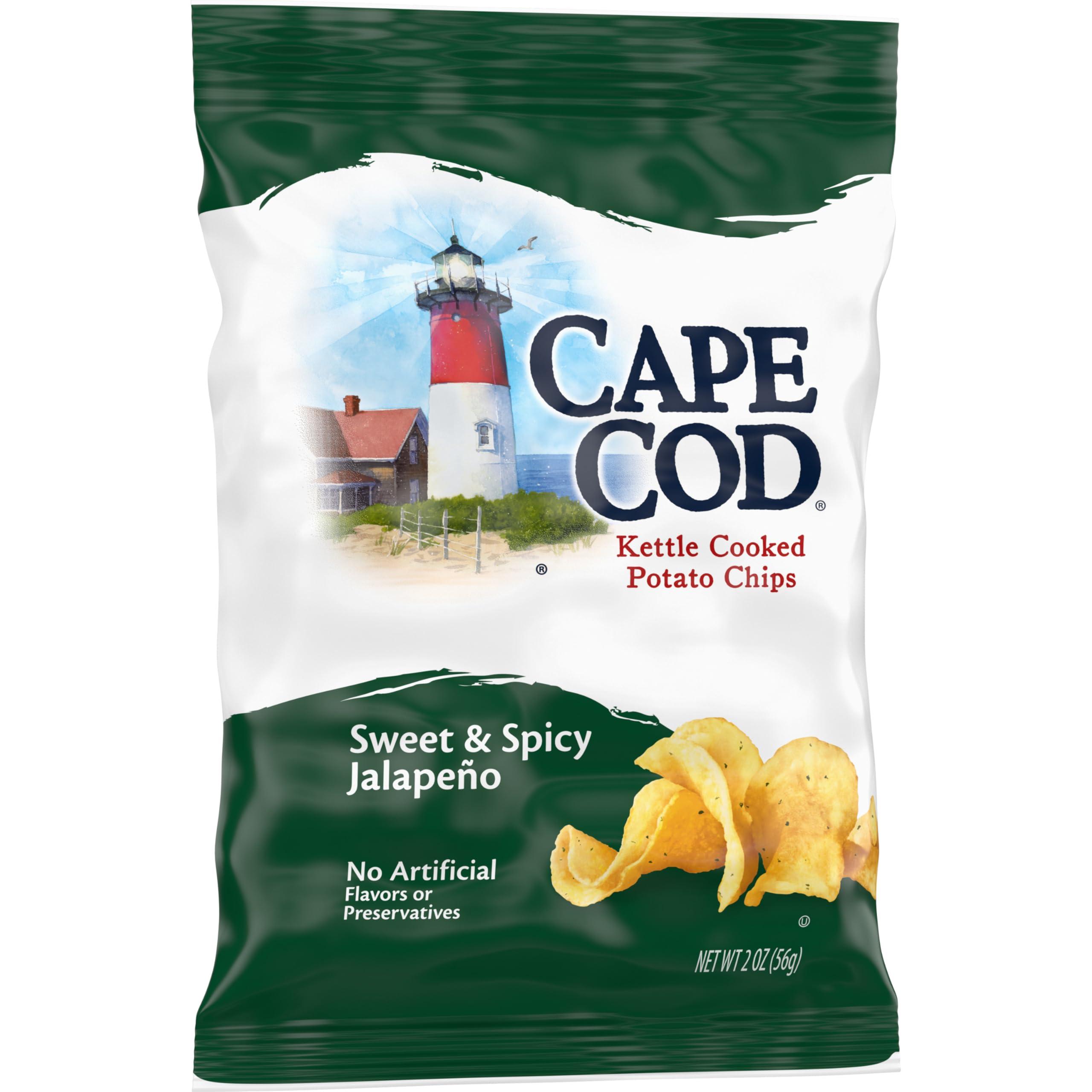 Cape Cod Cape Cod Potato Chips, Sweet and Spicy Jalapeno Kettle Chips, 2 Oz (Pack of 6)