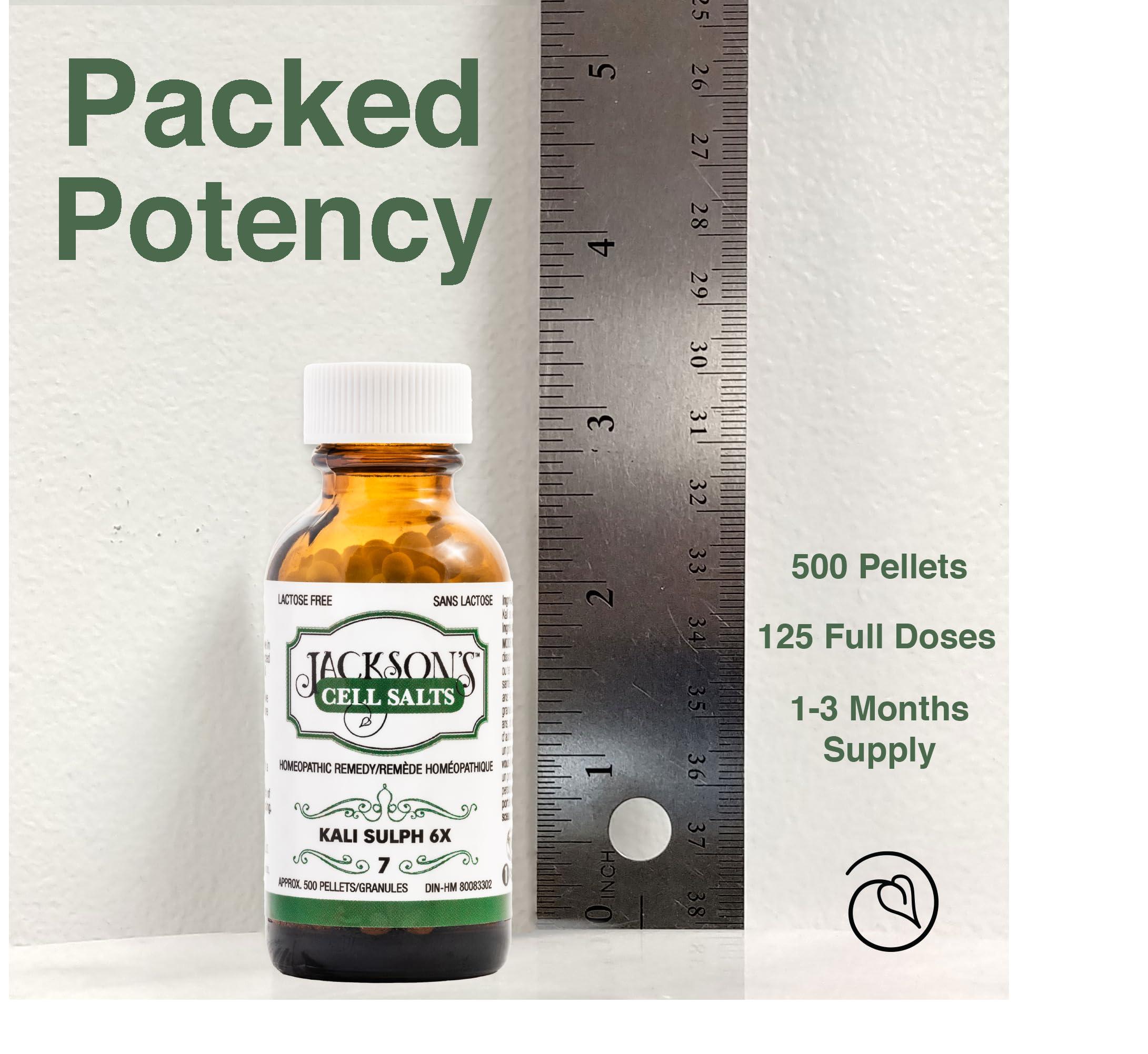 Jackson's Jacksons Cell Salt #7 Kali sulph 6X (500 Pellet Bottle) Certified Vegan, Lactose-Free Kali sulphuricum 6X