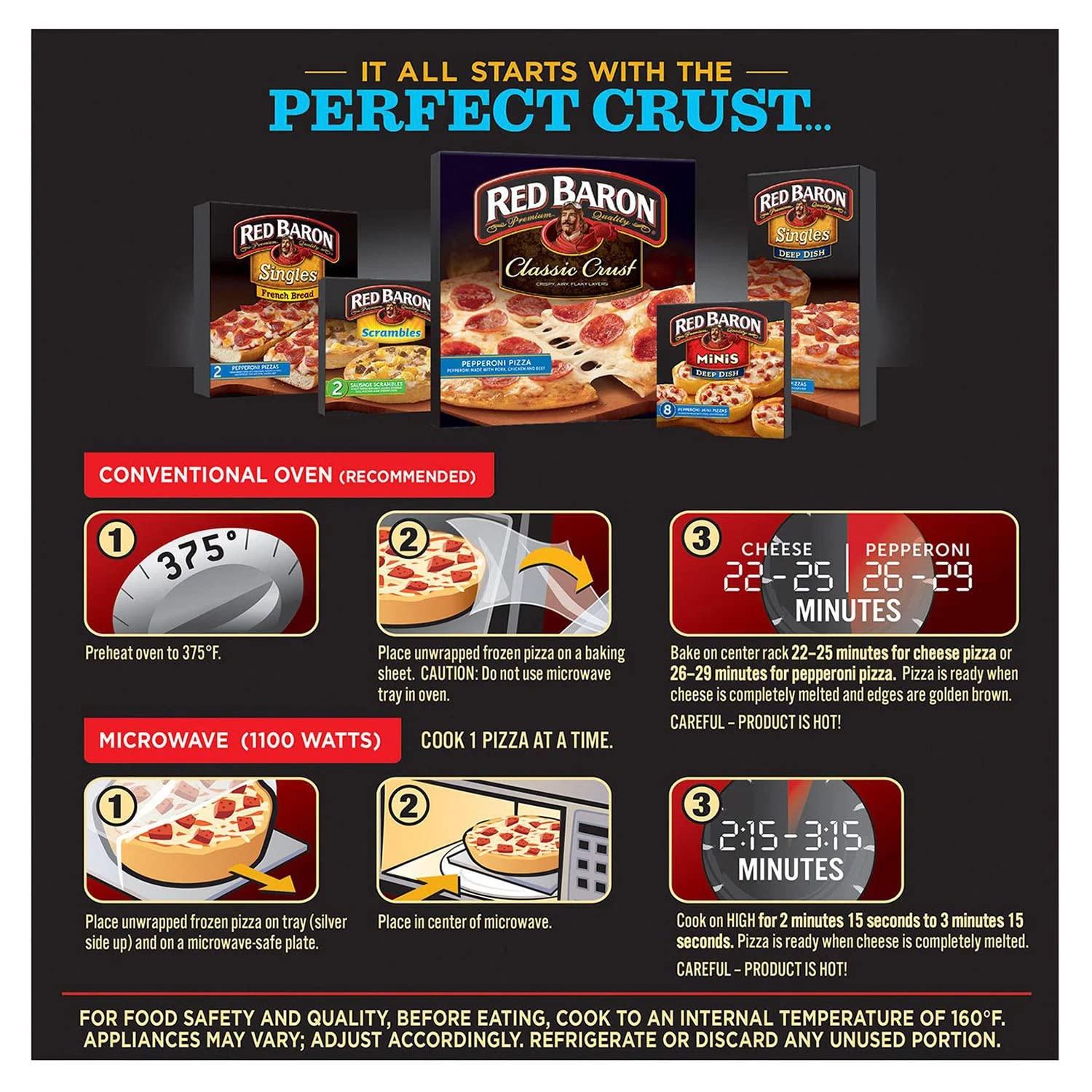 Ready Set Gourmet Red Baron Singles Deep Dish Pizza Variety Pack - Four Cheese Pizzas and Pepperoni Pizzas - 6 Flavors Each - 2 Pack (12 x 5.60 oz Each) - Ready Set Gourmet Donate a Meal Program