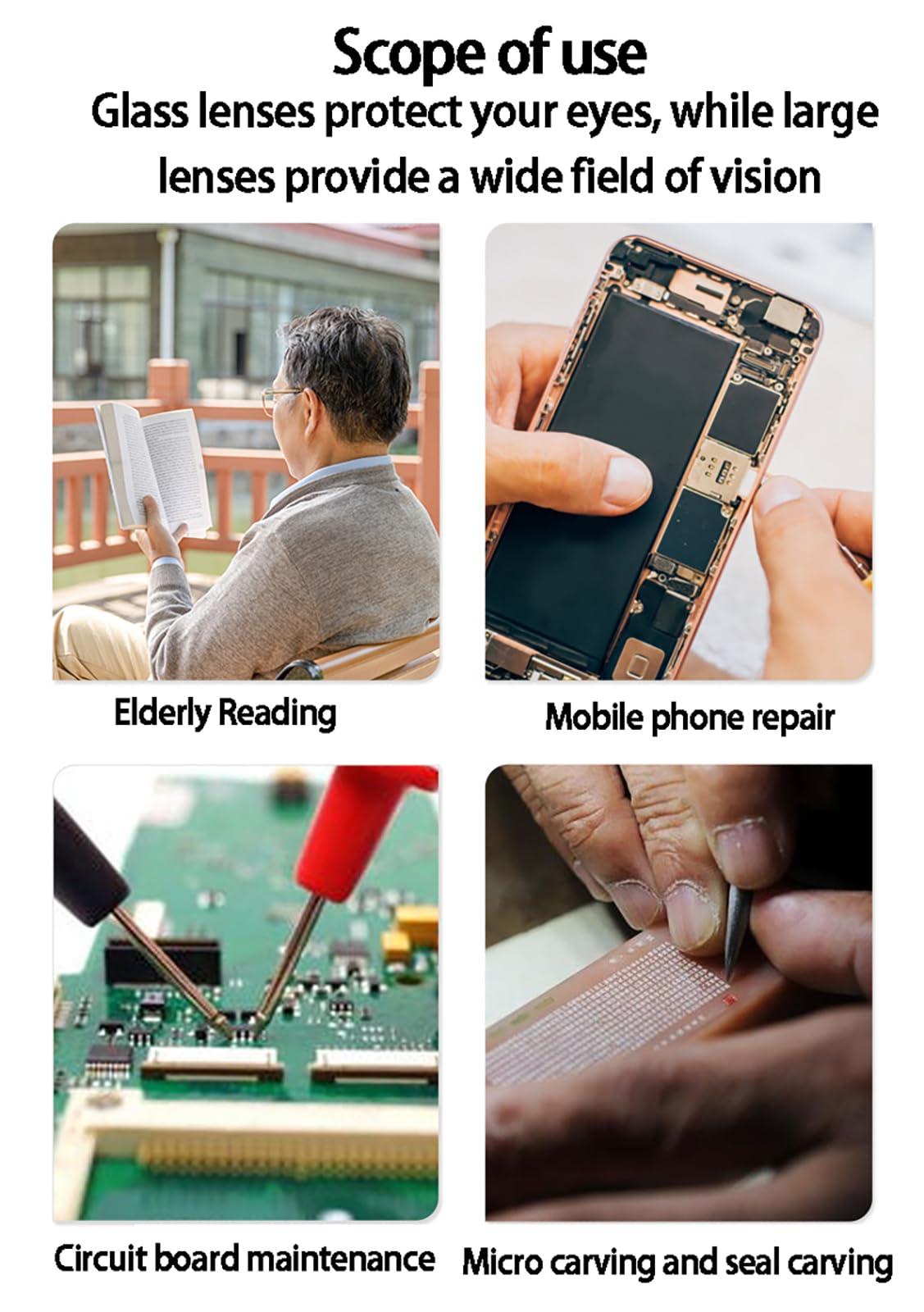 GLocKi Magnifying Glass with Light and Stand, 10X Magnifying Lamp, 5" Large Optical Glass Lens, Adjustable Swivel Arm Desk Magnifier for Hobby Reading