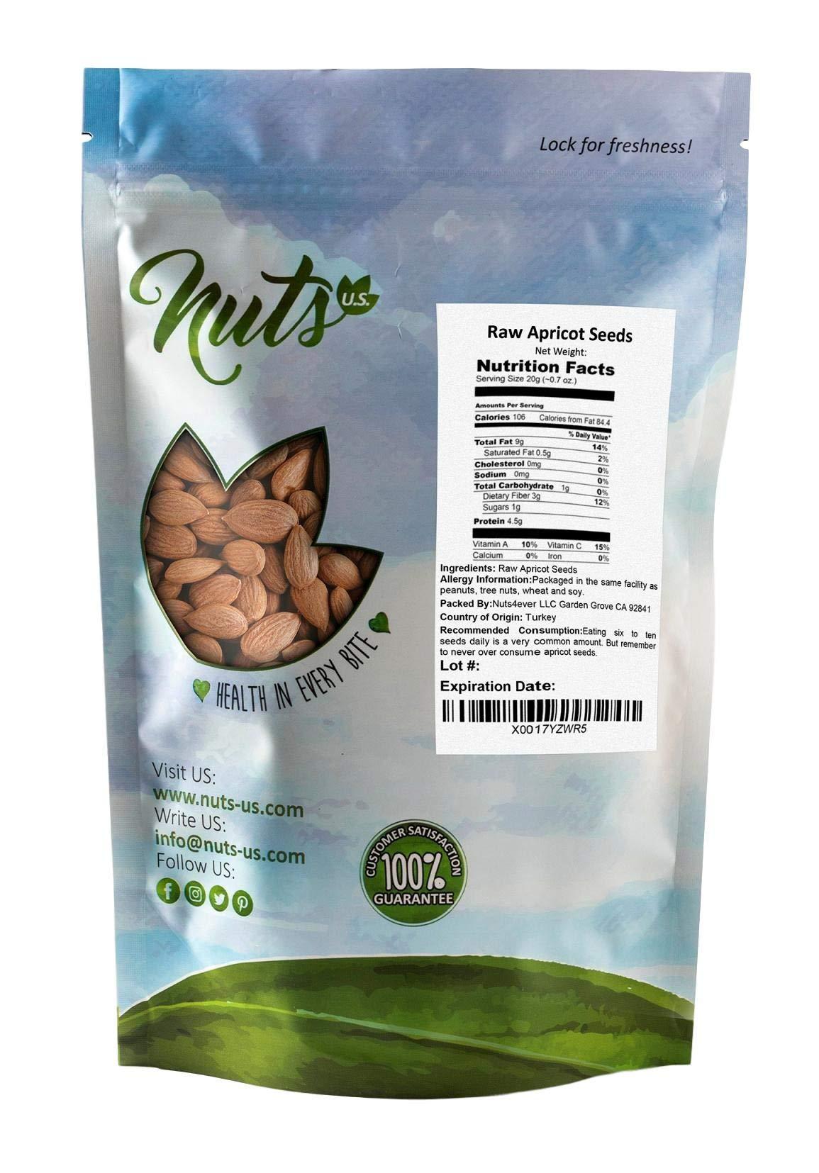NUTS - U.S. - HEALTH IN EVERY BITE ! NUTS U.S. - Sweet Raw Apricot Kernels (Seeds) | Unpasteurized and Non-GMO | No Sulphure | Packed In Resealable Bags!!! (1 LB)