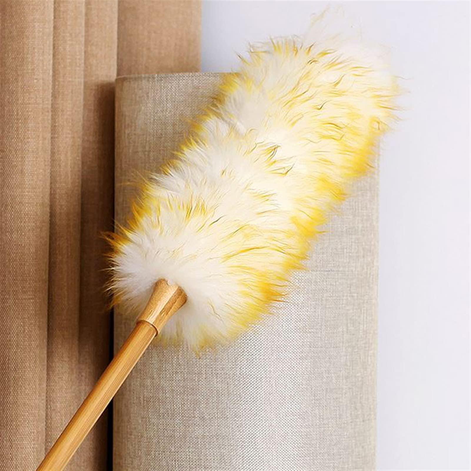 Seamue Dusting Brush Non Static Dust Brush Feather Wool Duster Removal Dusting Broom Long Handle Cleaning Tool Duster