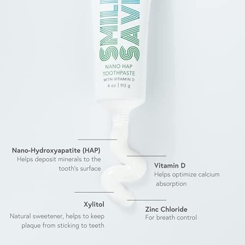 Intelliwhite Smile Saver Nano-Hydroxyapatite (Nano-HAP) & Vitamin D Fluoride-Free Toothpaste with Xylitol; Helps Deposit Minerals to Tooth Surface