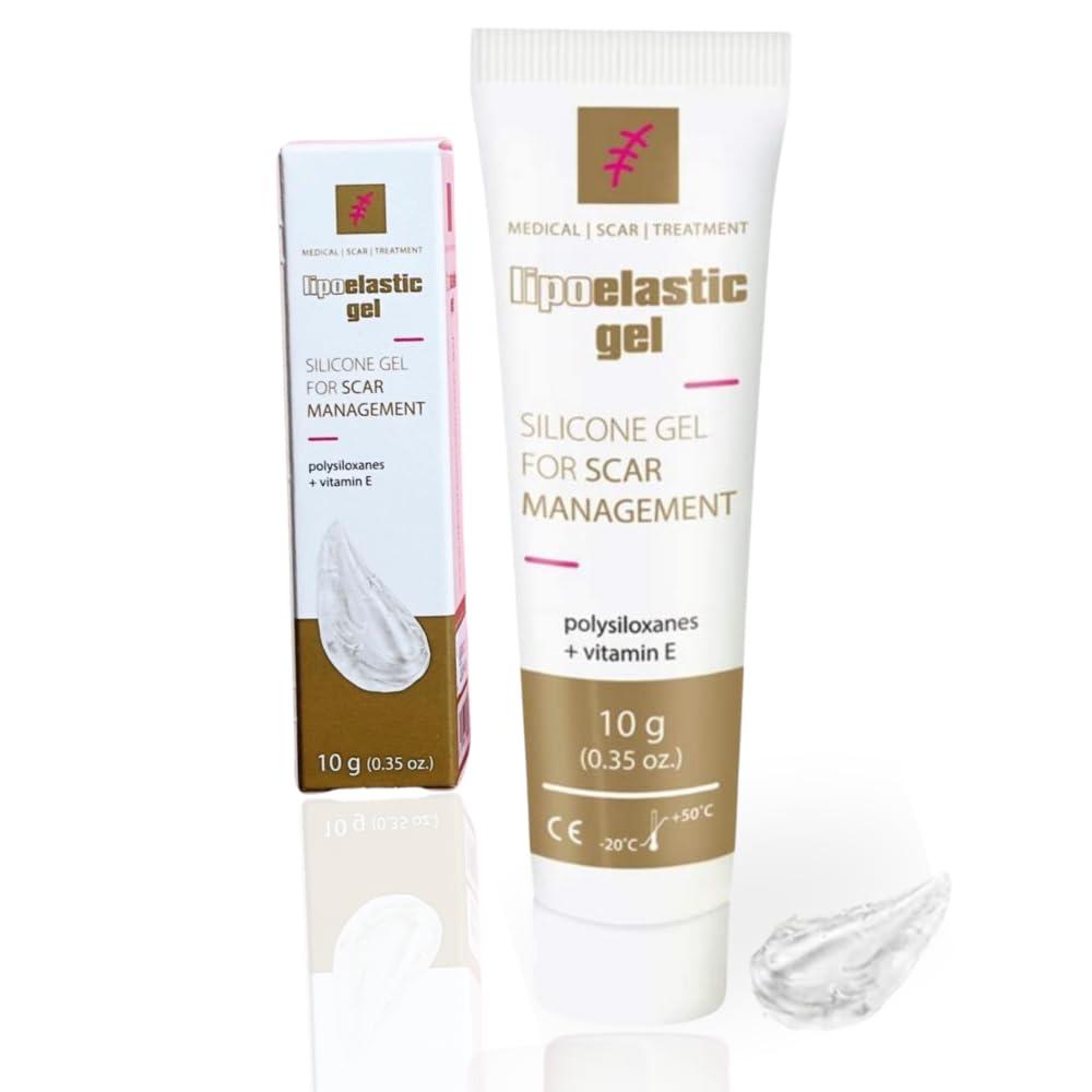 LIPOELASTIC LIPOELASTIC Silicone Scar Cream for Surgical Scars, Medical Grade Silicone Scar Gel with Vitamin E for C-Section, Burn, Stretch Marks, Wound, Old Scar, Acne Scar Treatment, Crema para Cicatrices