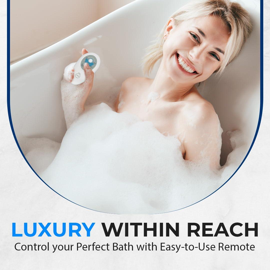 SERENELIFE RELAX SereneLife Portable Spa Bubble Bath Massager - Thermal Spa Waterproof Non-slip Mat with Suction Cup Bottom, Motorized Air Pump & Adjustable Bubble Settings - Remote Control Included