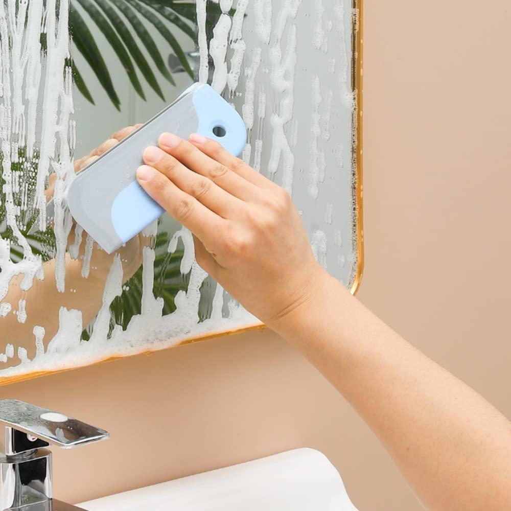 Ulfanit Ulfanit 2 Pack Mini Squeegee, Small Kitchen Countertop Squeegee, Soft Glass Cleaner for Home Tabletop, Bathroom Mirror, Car Window Cleaning Squeegee All-Purpose Wiper Tool, Blue