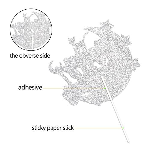 Caiwowo Moon Cat Happy Birthday Cake Topper - Moon Girls Sailor Birthday Party Glitter Cute Cat Cake Supplies - Pink Girl Happy Birthday Party Decoration