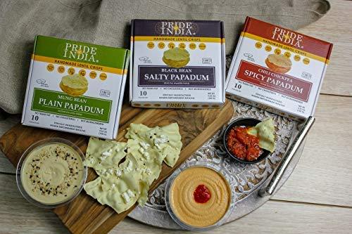 Pride Of India Pride Of India - Salty Black Bean Namkeen Papadum Lentil Crisp - Pack of 6 - 10 count Box (3.53oz - 100gm) - Lentil Chips, Gluten-Free Crackers, Healthy Snacks, Indian Snacks, Lentil Crackers