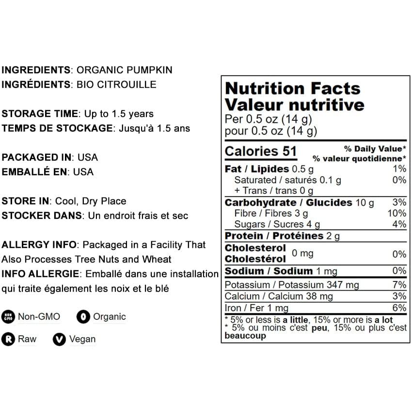 Food to Live Food to Live Organic Pumpkin Fruit Powder Non-GMO, Milled Dried Pumpkin, 100% Pure, No Additives, Vegan, Rich in Fiber, Beta-Carotene, B Vitamins. Great for Pumpkin Latte, Baking, Porridge, Soup