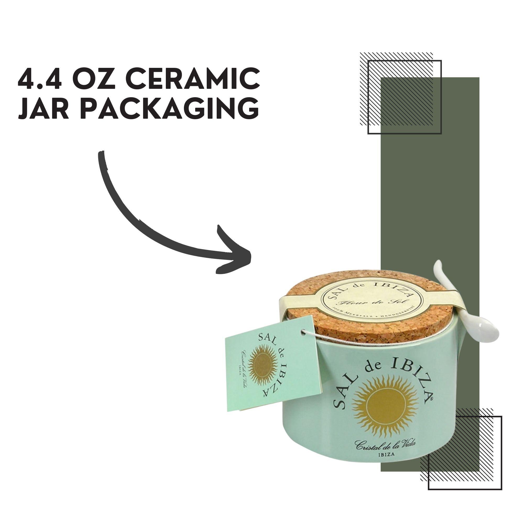 Sal de Ibiza Sal De Ibiza Fleur de Sel, Ceramic Jar, 4.4-Ounce