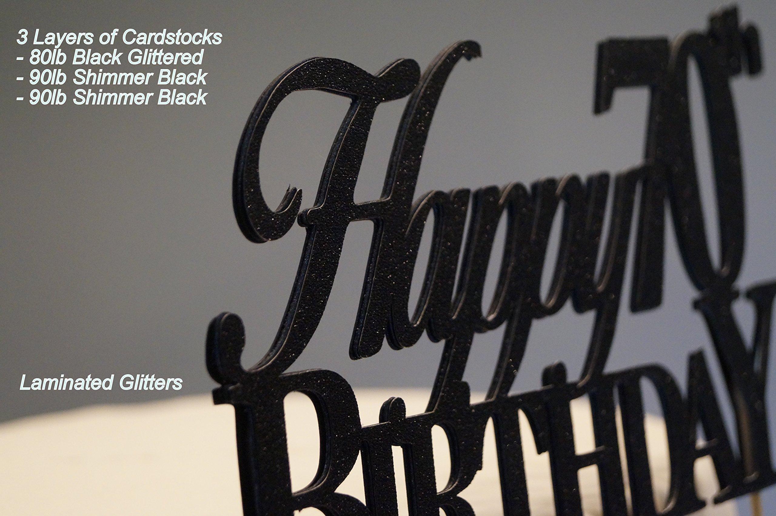 All About Details All About Details Happy 70th birthday Cake Topper,1pc, 70th Birthday, Cake Decoration, Party Decor (Black)