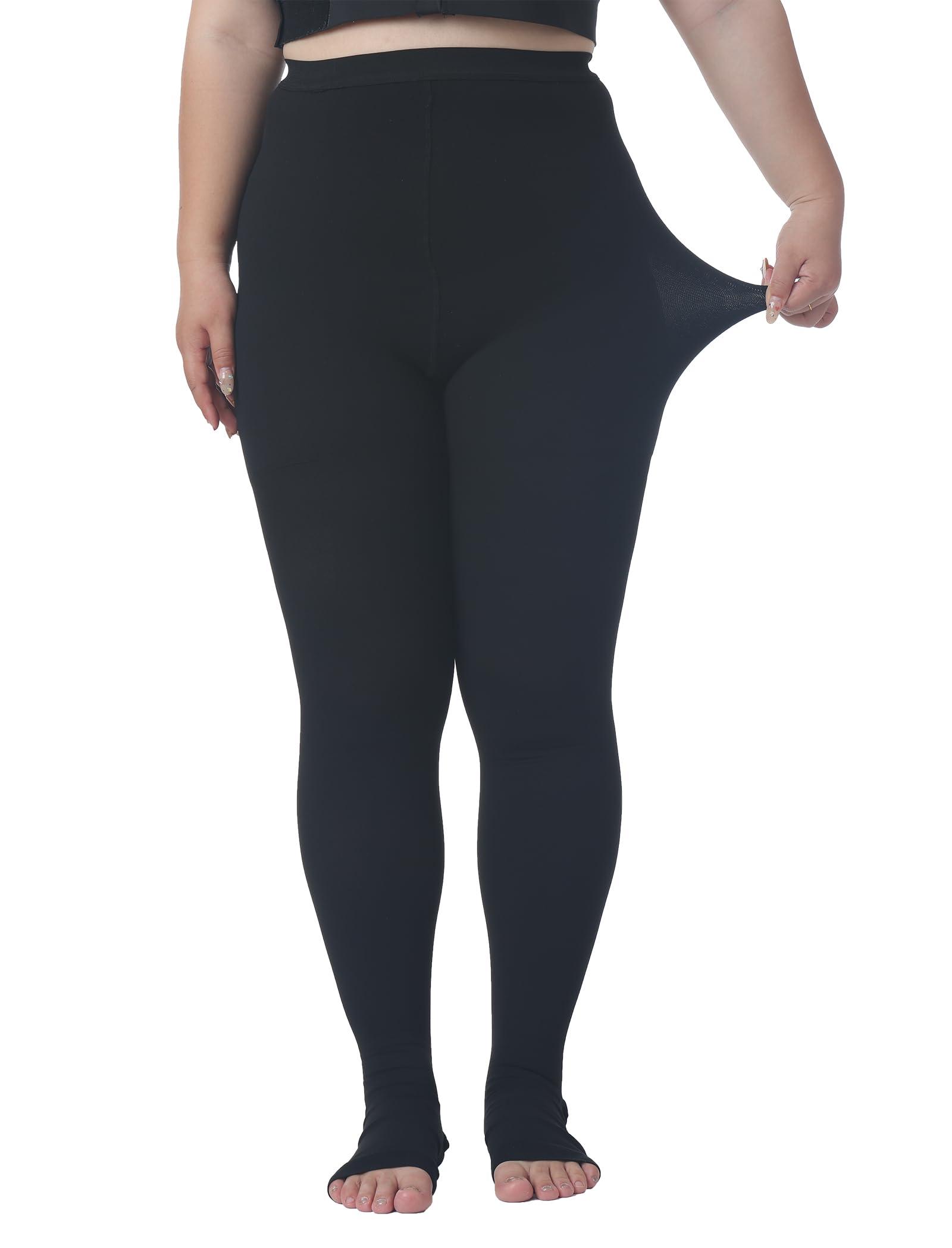 AMZAM Plus Size 5XL Compression Pantyhose for Women Men, 15-20 mmHg Graduated Compression Tights, Opaque Toeless Compression Stockings Waist High Support Tights for Swelling, DVT,Pregnant, Teacher, Doctor