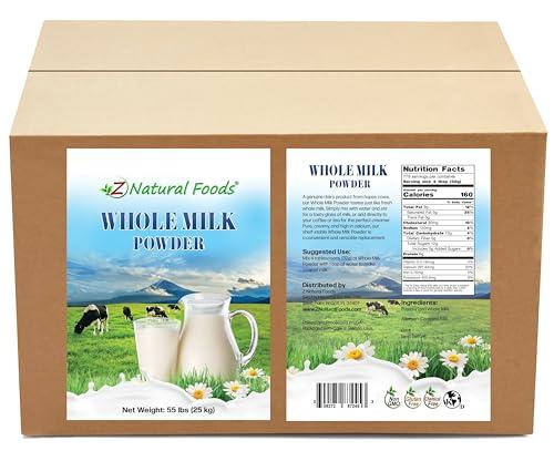Z Natural Foods Z Natural Foods Premium Whole Milk Powder - Powdered Milk for Baking, Cooking, Drinks - Dry Milk Powder, Pasteurized, Non-GMO, Gluten-Free, Kosher-Certified, 55 lbs