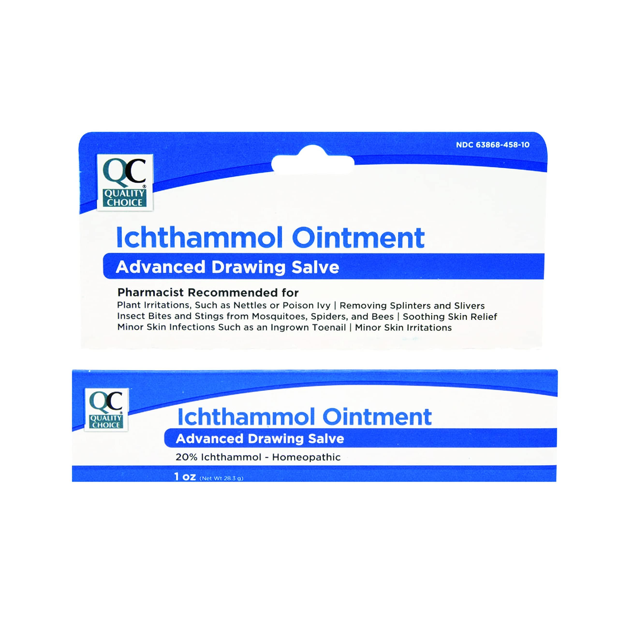 Quality Choice Quality Choice Ichthammol Ointment 20%, Advanced Drawing Salve, Soothing Skin Relief for Plant Irritations, Splinter, Slivers, Acne, Boils, Ingrown Hairs & Nails,Bug Bites & Stings, 1oz Tube