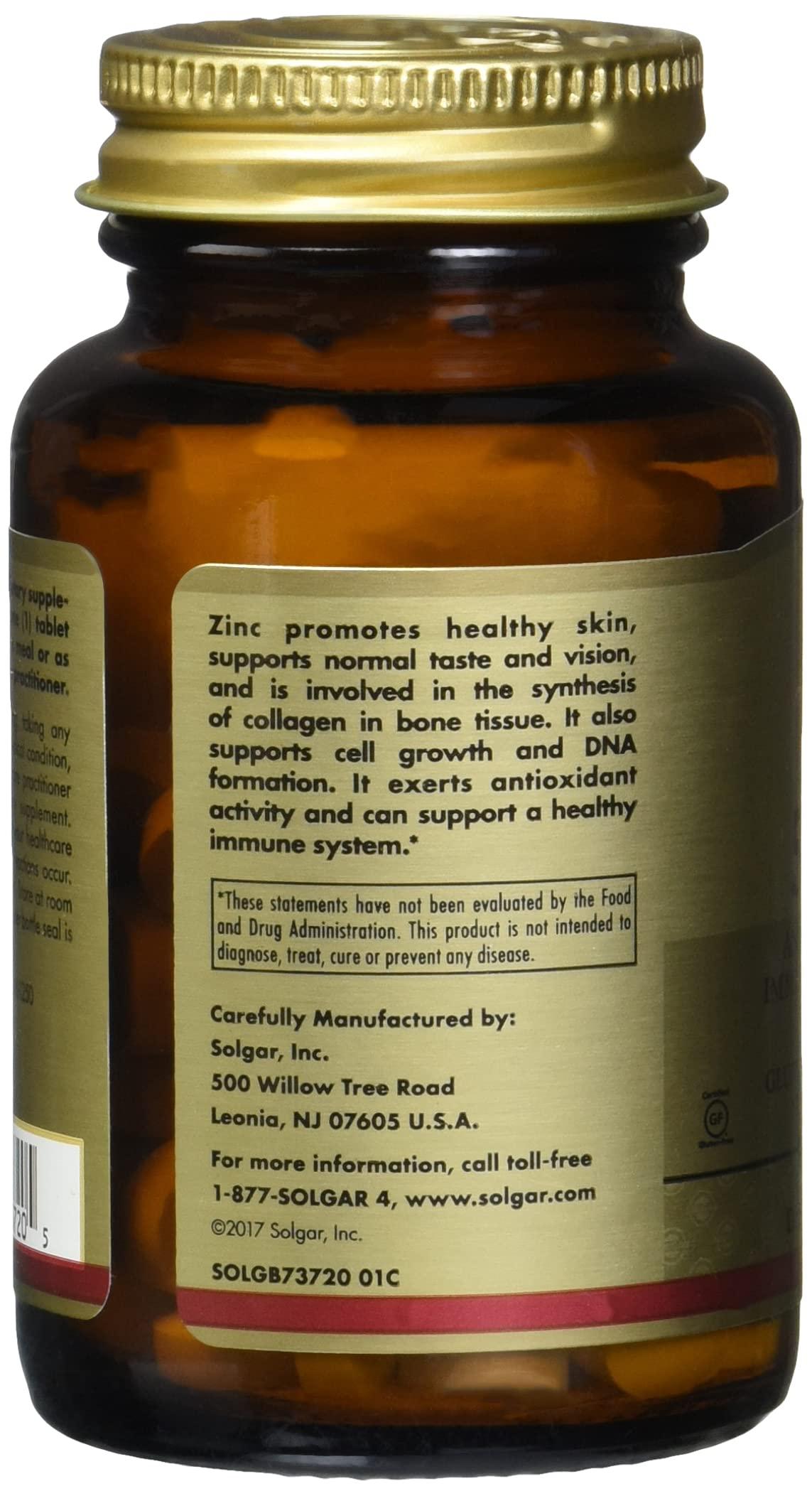Solgar Solgar Zinc 50 Mg, 100 Tablets - Zinc for Healthy Skin, Immune System and Antioxidant Support- 100 Servings, 100 Count (Pack of 12)