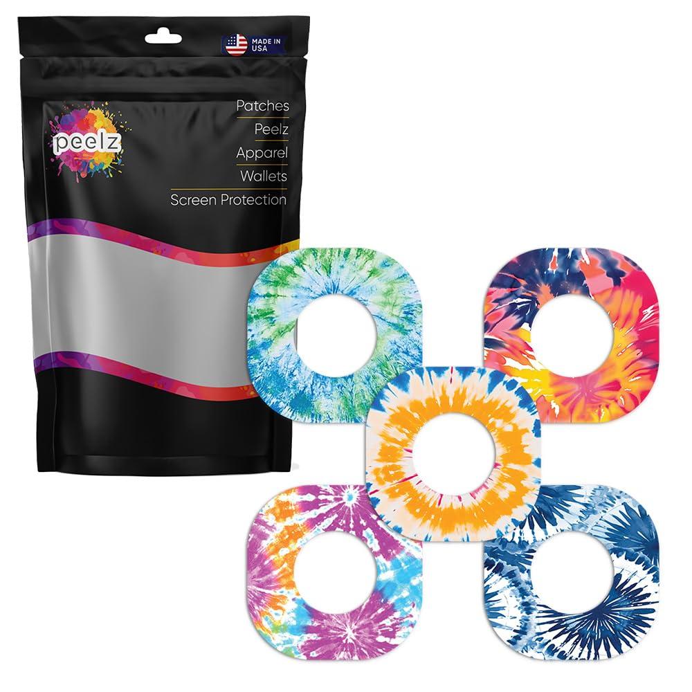 Peelz Peelz Dexcom G7 Adhesive Patches Designed for The DEXCOM G7 and Stelo Waterproof & Sweatproof Adhesive for 15 Days, Sensitive Skin Diabetic Patches for Glucose Monitor Cover Pack of 15 (Tie-Dye)