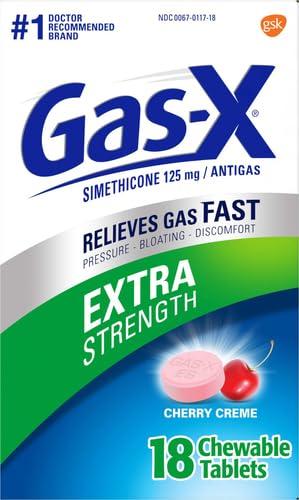 Gas-X Gas-X Extra Strength Chewable Gas Relief Tablets with Simethicone 125 mg, Cherry - 18 Count (Pack of 2)