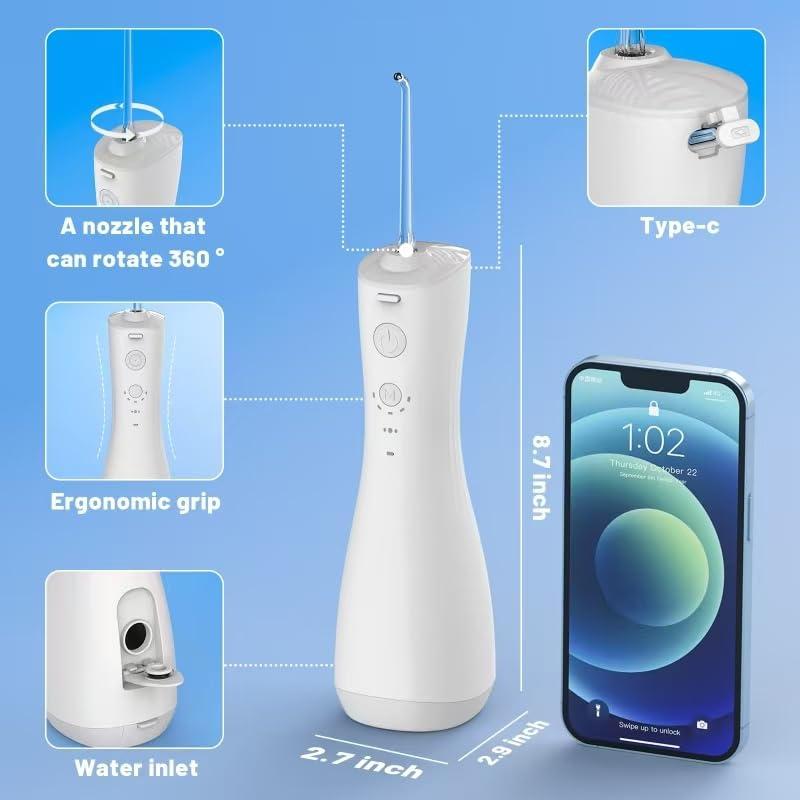 VAPTEC Power Water Flossers for Teeth Cleaning and Flossing, Water Dental Flosser Teeth Pick - Cordless Portable 6 Modes Oral Irrigator Dental, Rechargeable Travel Irrigation Cleaner IPX7 Waterproof (White)