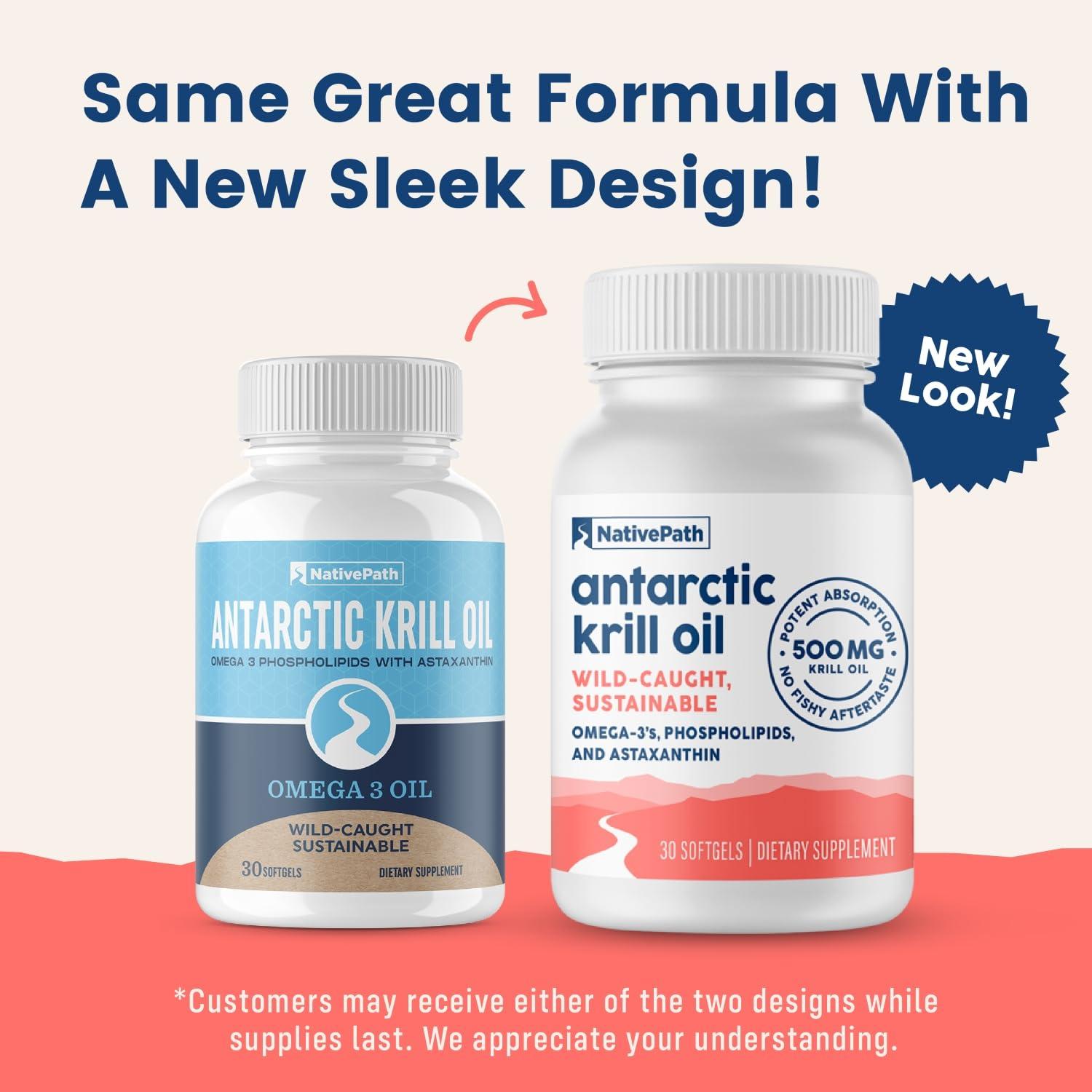 NativePath NativePath: Antarctic Krill Oil - Wild-Caught Krill Omega-3 Fatty Acids with EPA and DHA - 90-Day Supply - Supports Your Joint, Heart, Brain and Immunity - Pure Formula, No Fishy Taste