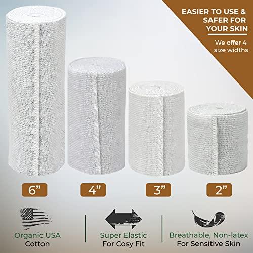 NexSkin Nexskin 3\" Letex Free Bandges - Comfort Elastic Bandage with Single Hook & Loop Closure - White, 6 Pack