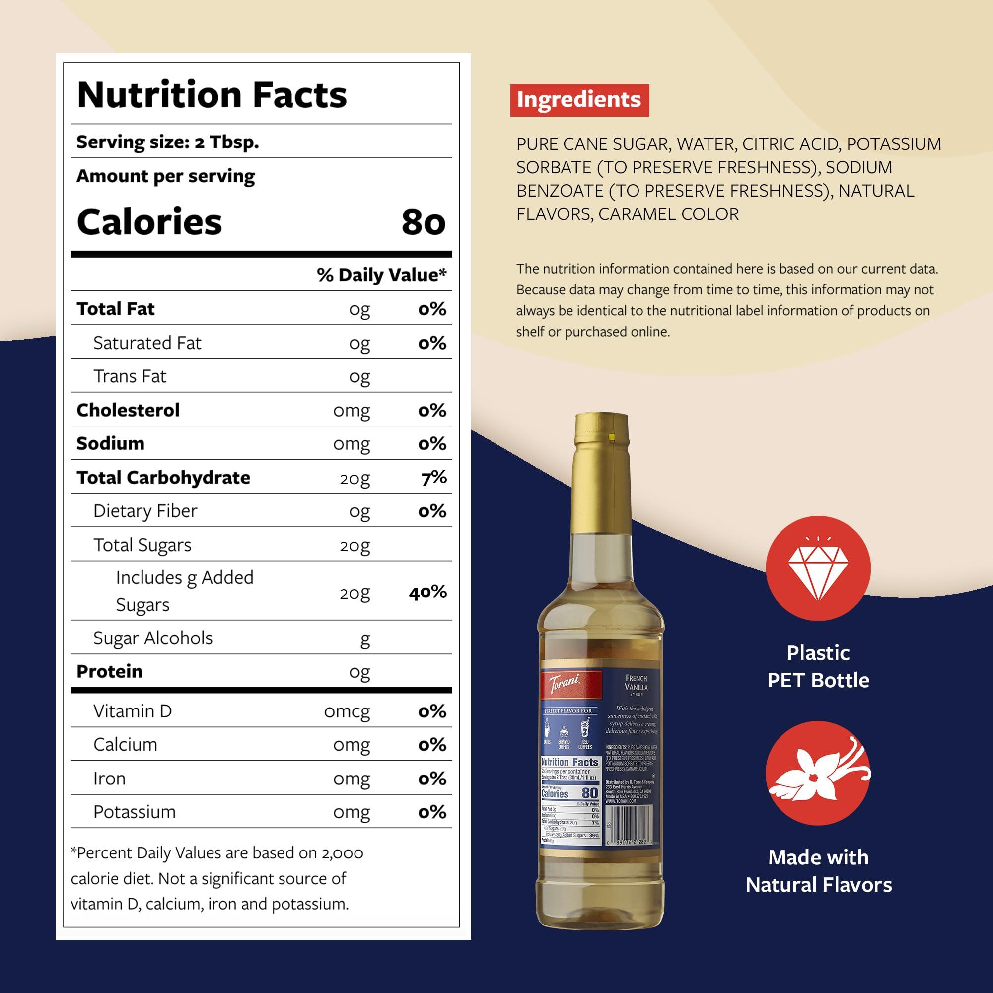 Torani Torani Coffee Syrup, French Vanilla Flavored Syrup for Drinks, Pump Included, 25.4 Fl Oz