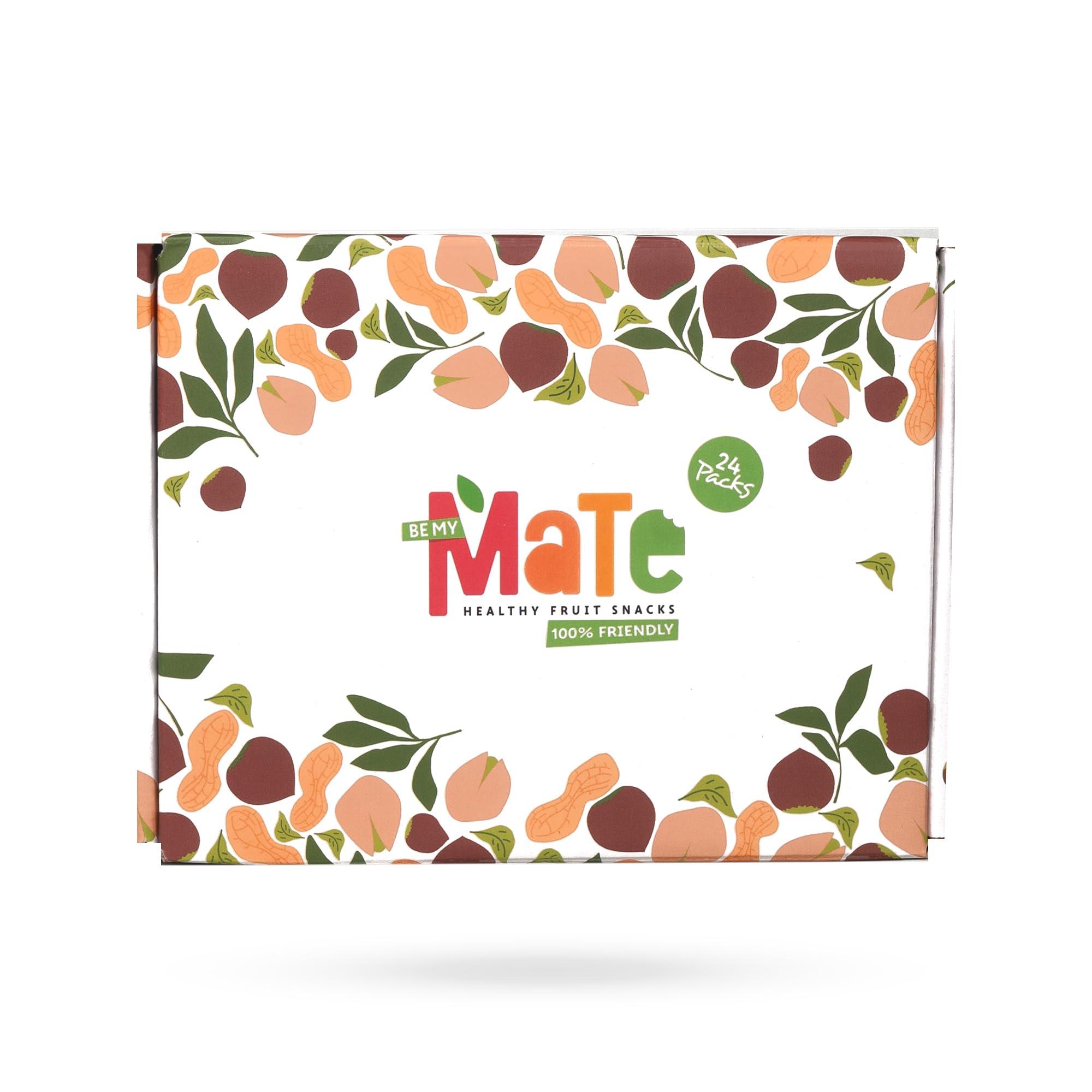 BE MY MaTe Mate Fruit Bar With Nuts + Strawberry Variety Pack (24 Pack) Healthy Snack, 100% Natural Real Fruit Bar With Nuts & Gluten-Free & Vegan & Non GMO & Kosher - Zero Added Sugar, No Preservatives and No Colorant