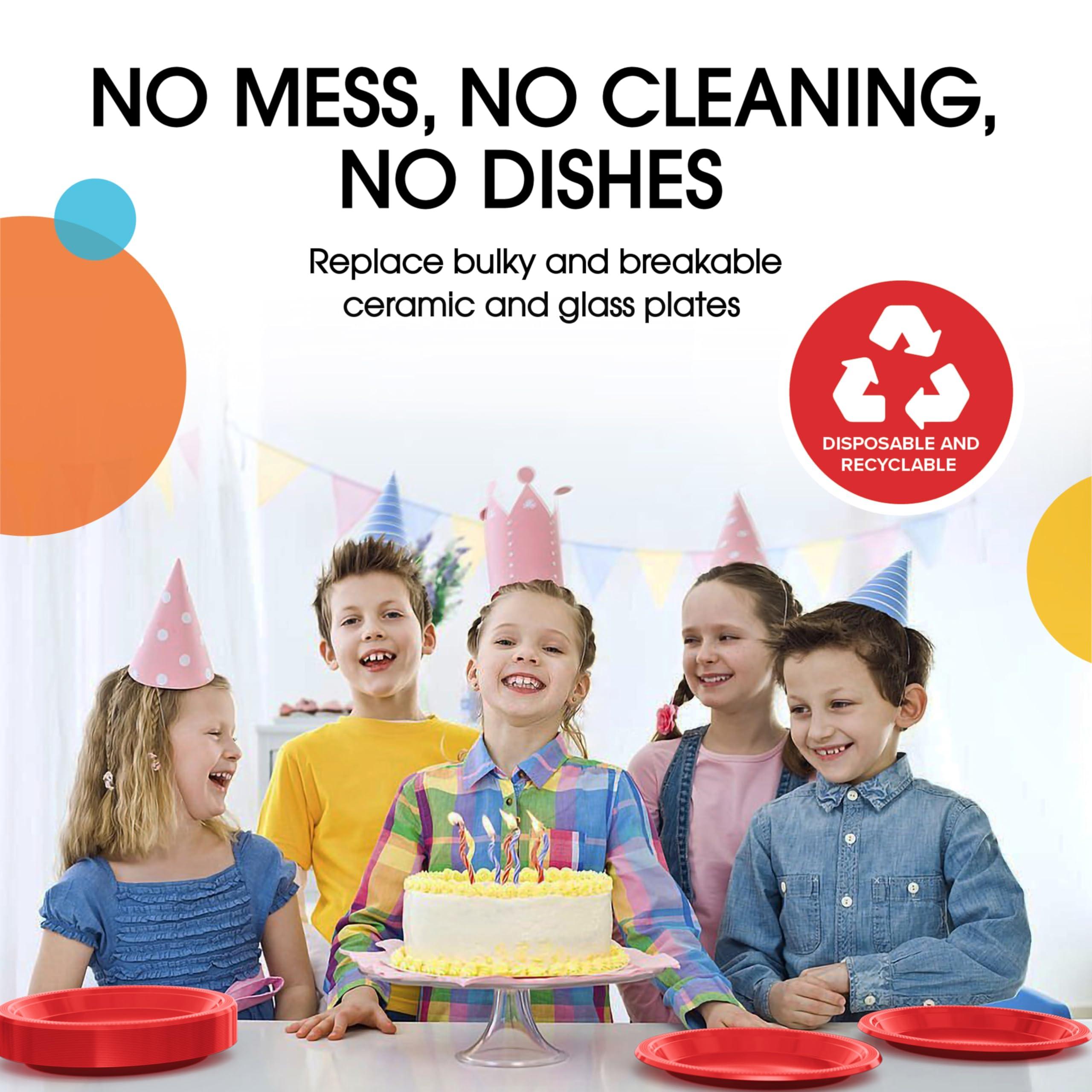 Exquisite Exquisite Red Plastic Plates Disposable 10\" Red Plastic Dinner Plates 50 Pcs Red Disposable Plates Plastic Plates For Party Plates Disposable Heavy Duty 350 GSM Red Plates For Party