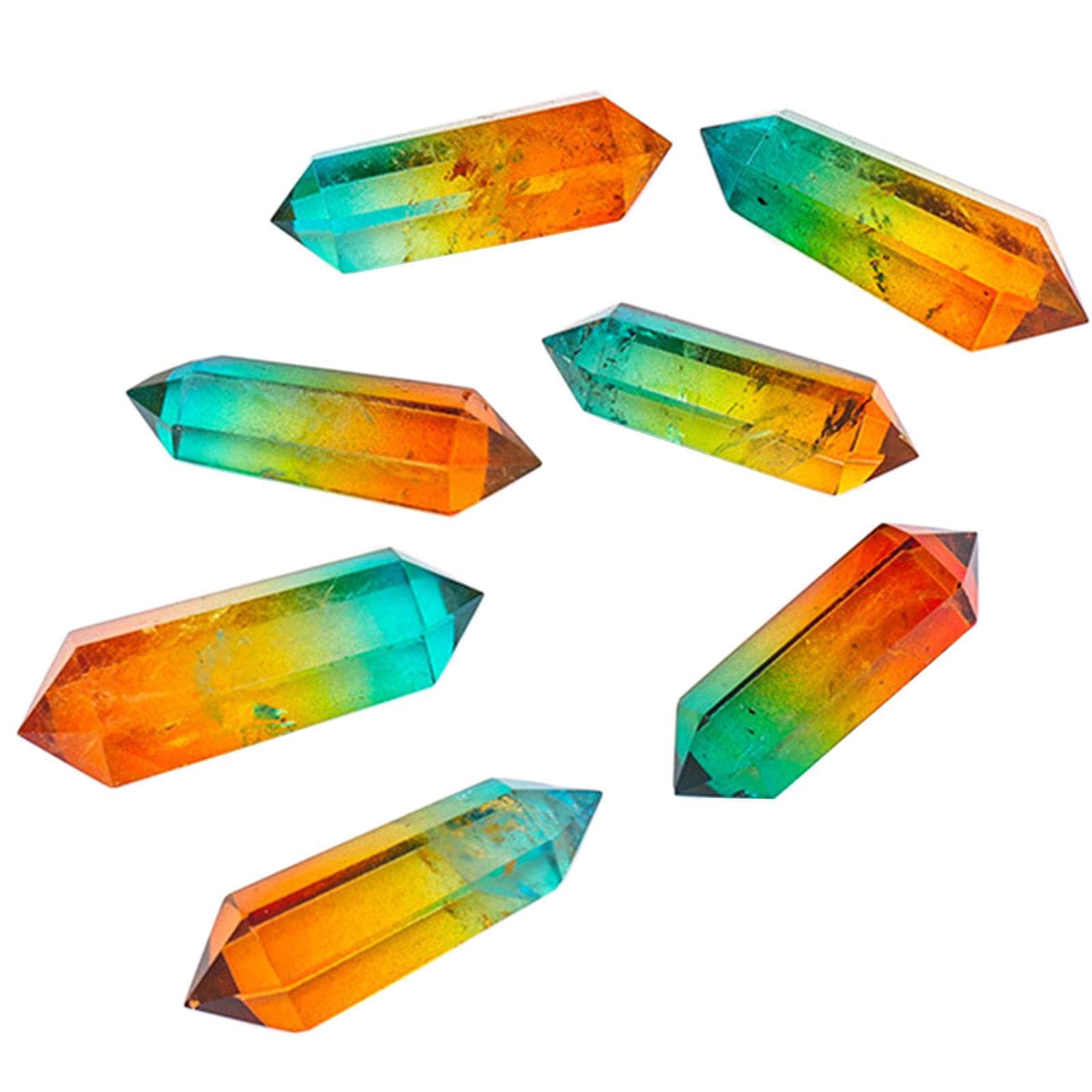 DECORN 7pcs Clear Crystal Quartz Wand Aura Angel Healing Crystals Hexagonal Tower Double Point Hexagonal Prisms Obelisk Wand Natural Reiki Chakra Mineral Specimen,60-70mm