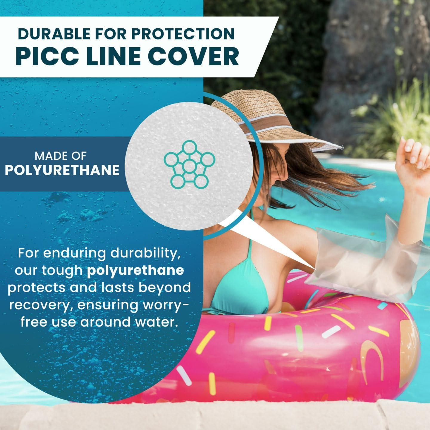 AquaShield Aqua Shield\'s PICCGard: waterproof, reusable IV/PICC line sleeve for shower use. Durable polyurethane, flexible fit, skin-friendly. Ideal for medical professionals & home users - Small: 9\"-12\" Size