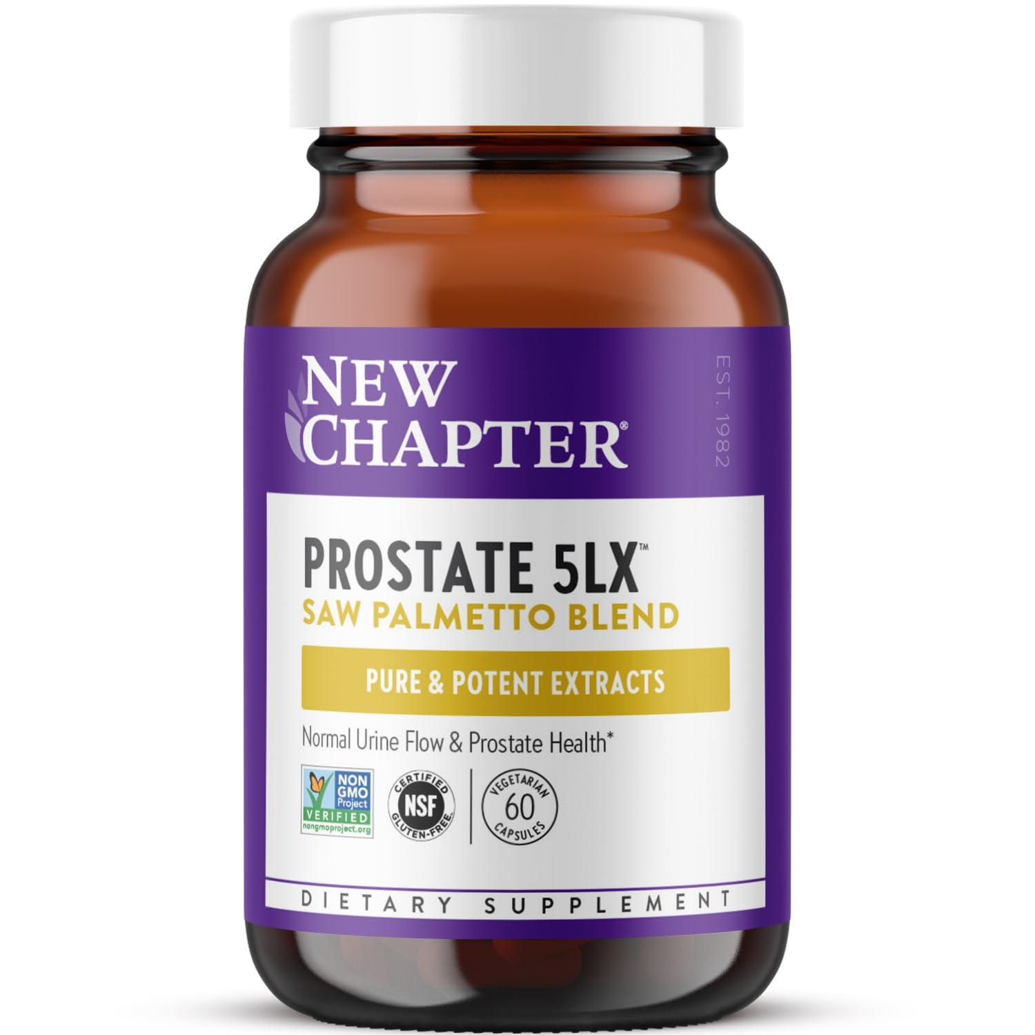 New Chapter New Chapter Prostate Supplement - Prostate 5LX with Clinical Strength Saw Palmetto + Fermented Selenium for Mens Wellness - 60 ct Vegetarian Capsule