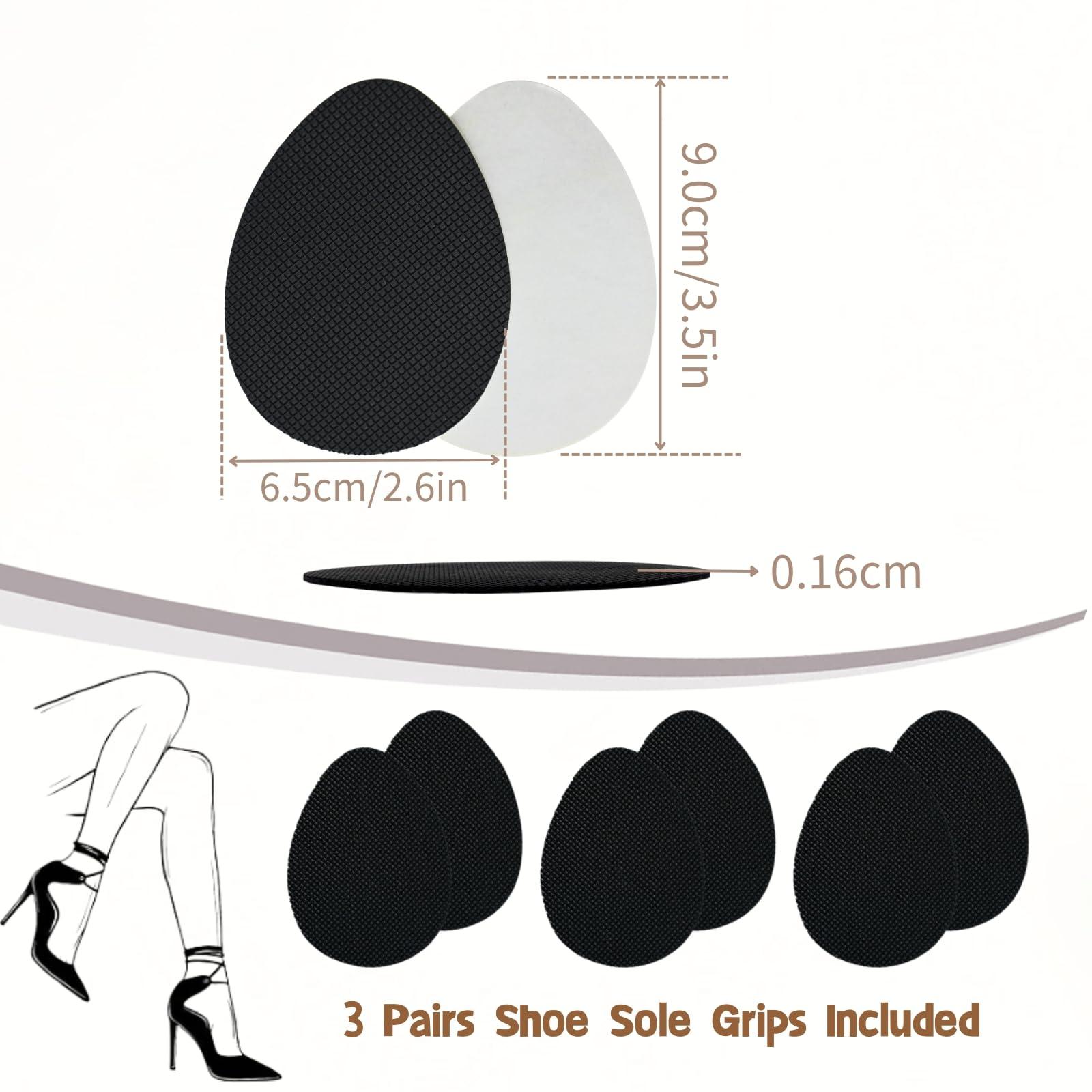 EACOZY Non-Slip Shoe Pads, Shoe Sole Protectors for Bottom of Shoes, 6PCS Anti-Slip Soles for Shoes, Self-Adhesive, Black