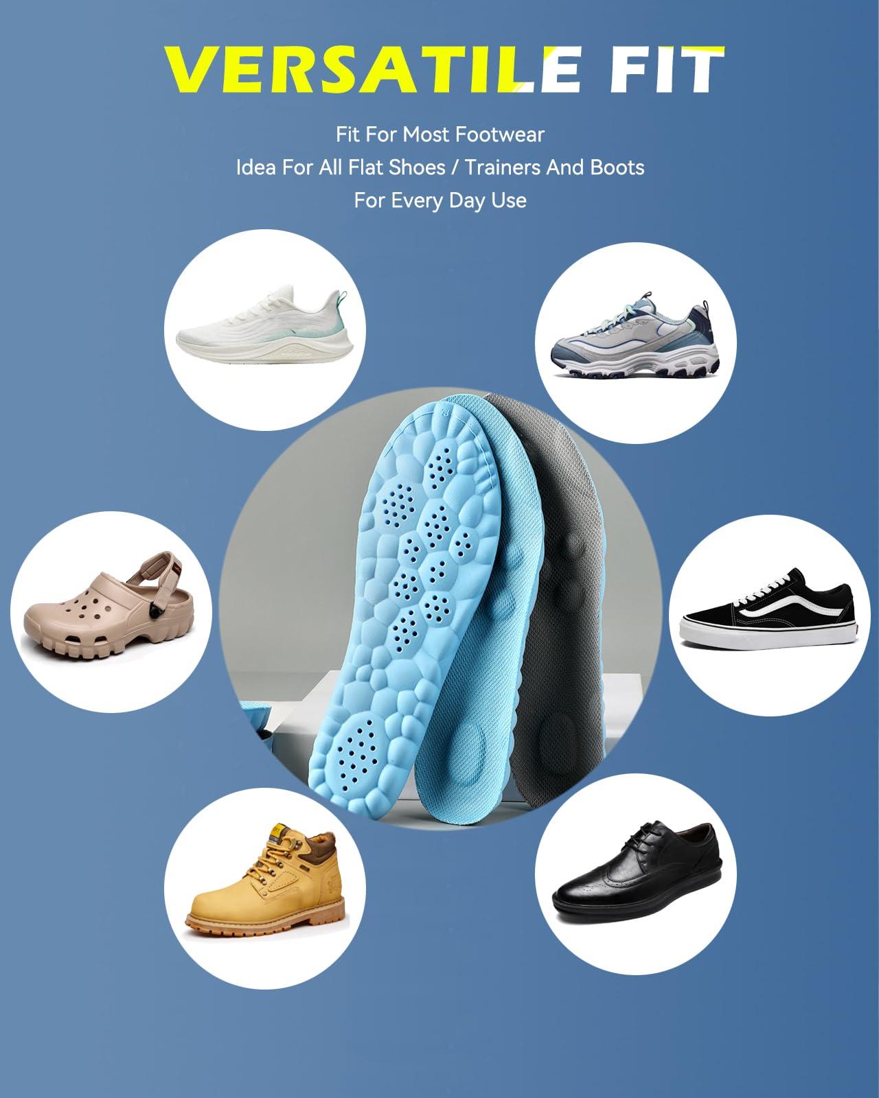 MINIQ Plantar Fasciitis Feet Insoles,Cloud Insole for Men & Women, Support Orthotics, Energizing Comfort Shoe Insert, Breathable & Sweat-Absorbent, Arch Support Insole(M [US M: 8-8.5/W: 9-10])