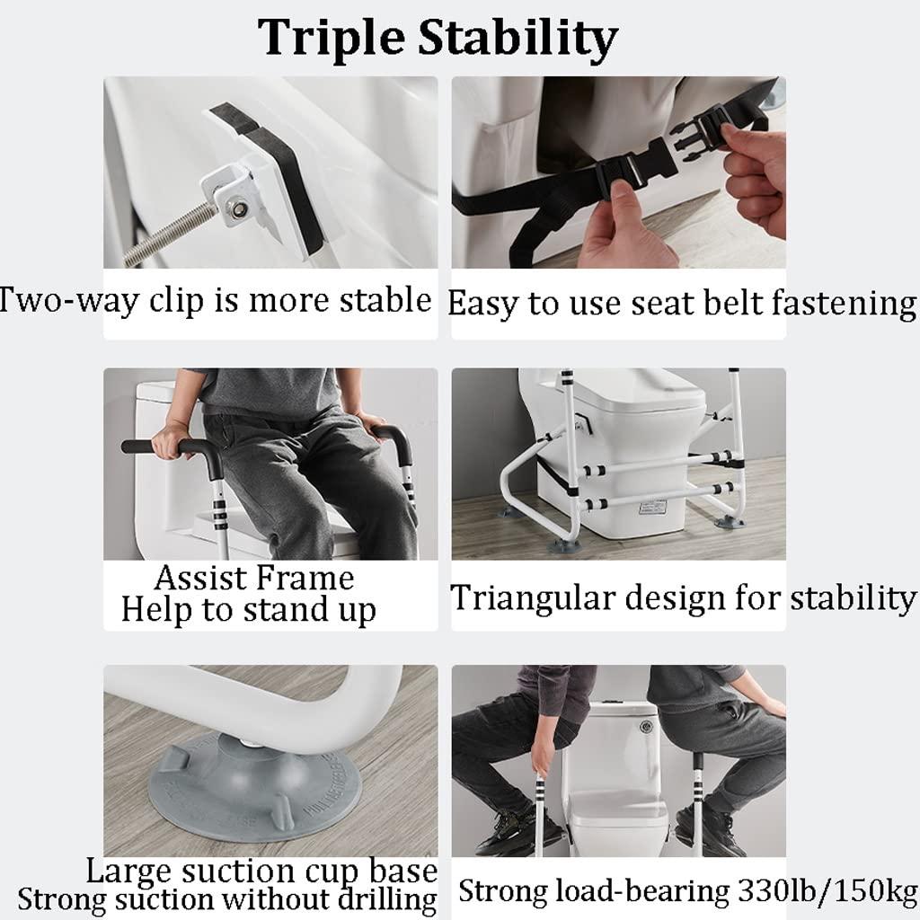 SOBOUR Compact Assist Toilet Safety Rails,Toilet Safety Frames & Rails for Elderly,Medical Bathroom Assist,Padded Armrest,No Punching Support Frame