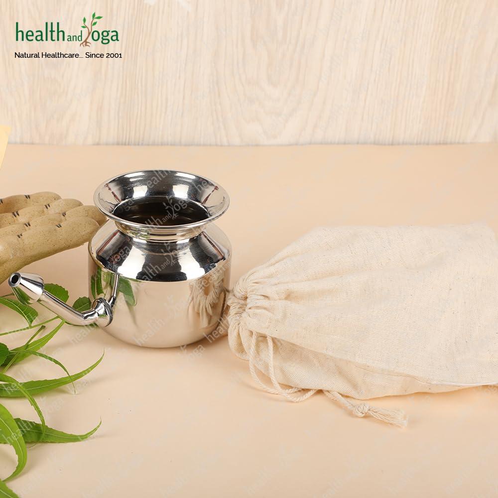 SoulGenie HealthAndYoga SteloKleen Stainless Steel Neti Pot for Sinus Congestion (Ayurvedic JalNeti)