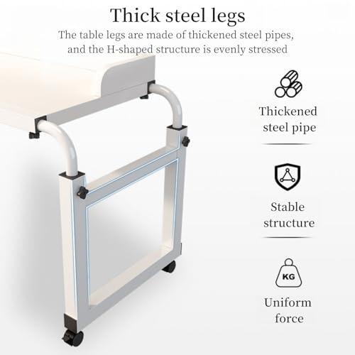 ZAIHW Overbed Table with Wheels - Adjustable Height Computer Desk for Bed