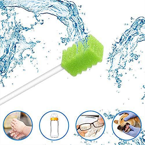 ZIZNBA (50 Pack) Disposable Oral Swabs, Sterile Dental Sponge Swabsticks Unflavored for Mouth & Gum Cleaning