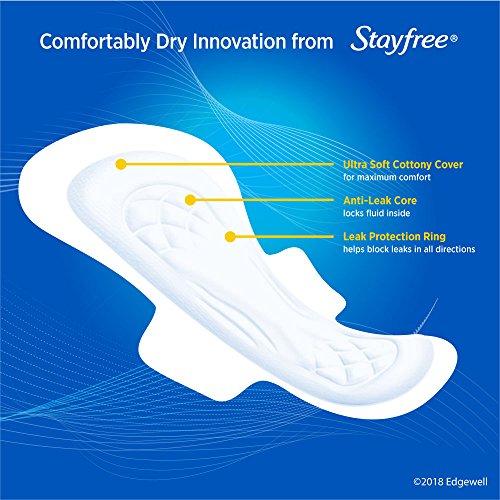 Stayfree Stayfree Ultra Thin Overnight Pads with Wings, For Women, Reliable Protection and Absorbency of Feminine Moisture, Leaks and Periods, 28 Count