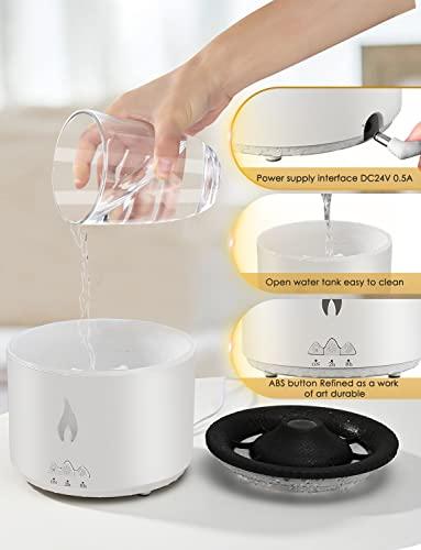 YMYMGGI YMYMGGI Volcano Diffuser Aromatherapy Oil Humidifier 2 Mist Mode Flame Humidifier,360ML Timer and Waterless Auto-Off Double Color with Remote Control for Home Office