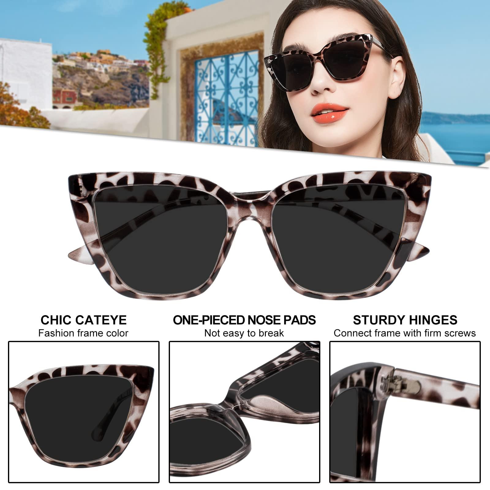 WEMOOTANTS WEMOOTANTS Large Readers Cateyed Sunglasses Womens Sun Glasses for Reading 1.0 1.25 1.5 1.75 2.0 2.25 2.5 2.75 3.0 3.5 4.0 (Leopard, 175) UV Protection