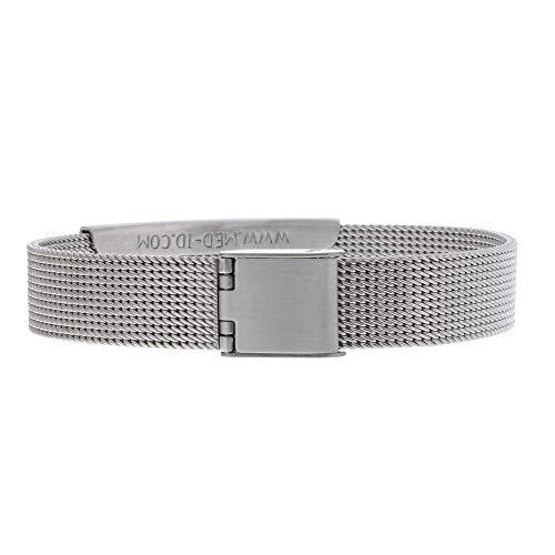 American Medical ID American Medical ID – Sleek Mesh Medical Alert ID Bracelet – Surgical Stainless Steel, Adjustable ID Band Sizing & Clasp, 4 Lines Personalized Engraving Included
